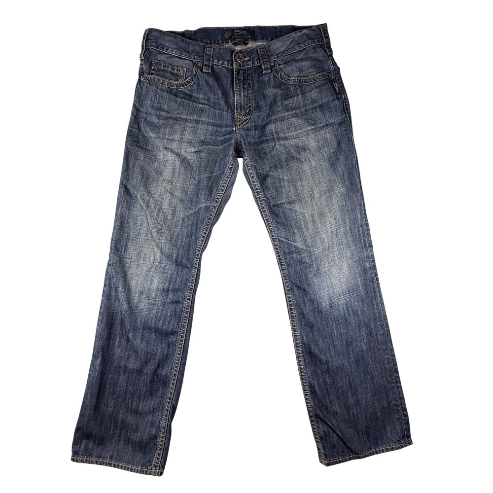 Silver Jeans Nash Straight Men 36x32 Dark Wash Relaxed Distressed Y2K Grunge